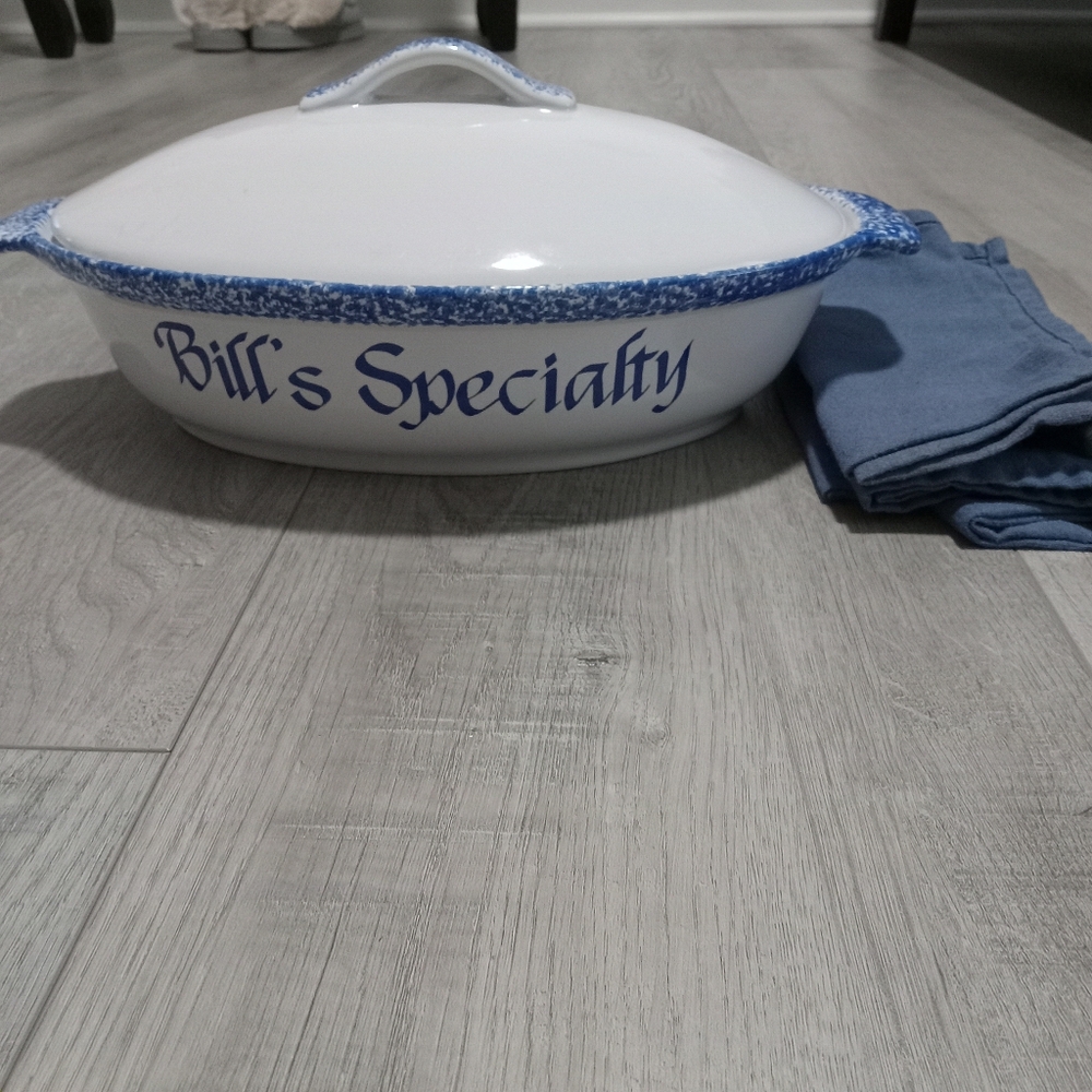 White And Blue Serving Dish